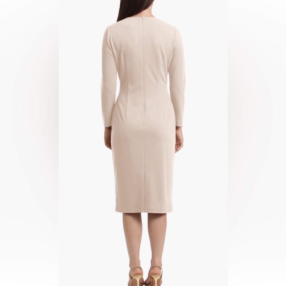 Maggy London Cutout Long Sleeve Sheath Midi Dress In Horn - Picture 5 of 7